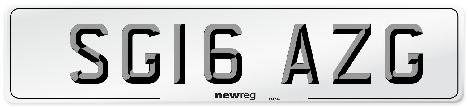 SG16 AZG Number Plate from New Reg